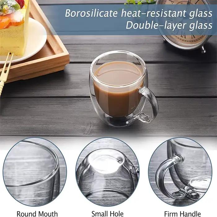 Tasses à café en verre Borosilicate à Double paroi de 250ml