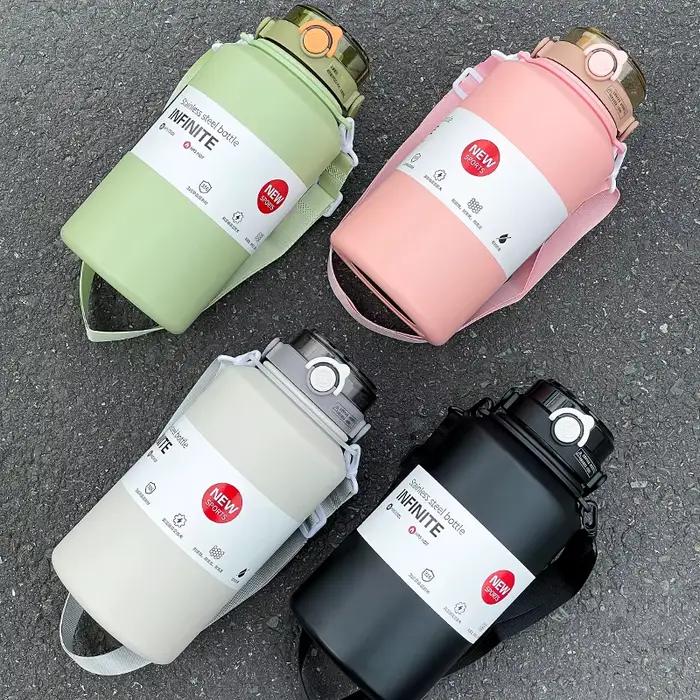 Bouteille isotherme en acier inoxydable grande capacité 800 ml/2000 ml avec poignée et paille
