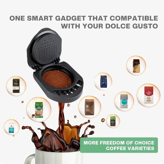 Adaptateur de Café Réutilisable en Matériau PP Durables pour Machines Dolce Gusto PICCOLO XS/Genio S Compatible avec Toutes les Marques de Café Moulu Occasions Spéciales Économique et Écologique