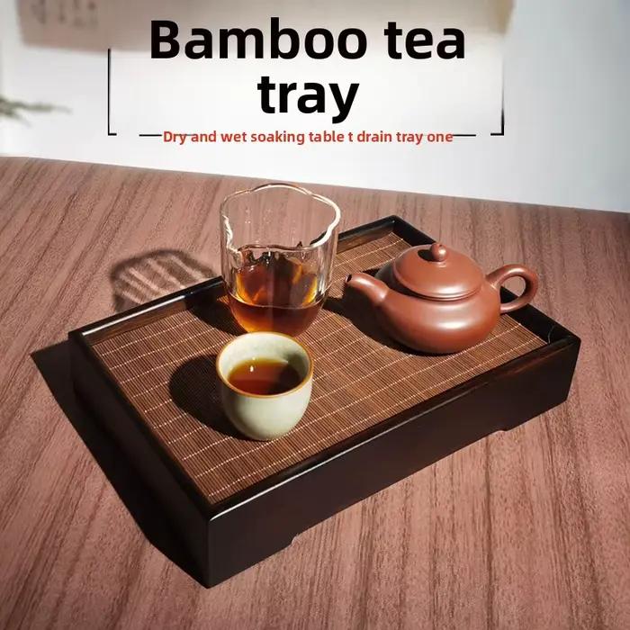 Plateau à thé rectangulaire en bambou pour maison et bureau, design minimaliste, capacité 1300 ml, nouvelle tradition chinoise, idéal pour réunions et détente
