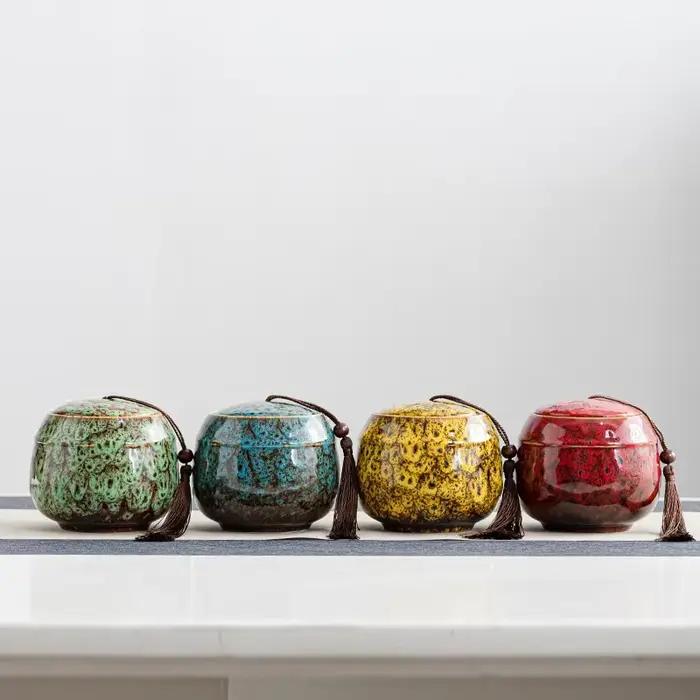 Théière en céramique et porcelaine pour le stockage de thé et café, objet décoratif bleu et blanc pour la maison et le bureau