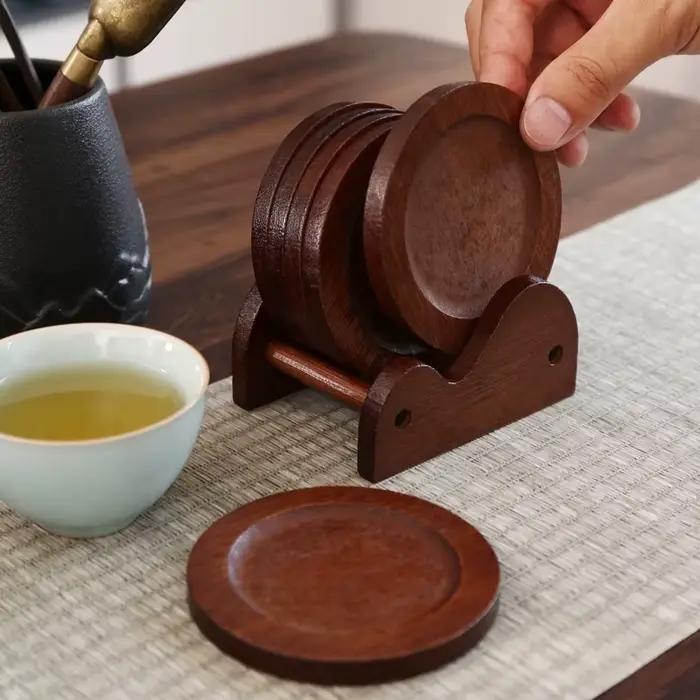 Sous-verres en bambou avec support