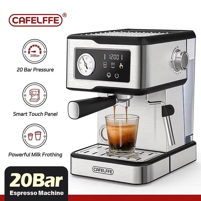Machine à Café Expresso Cafelffe Acier Inoxydable Semi-Automatique pour Cappuccino Espresso Americano Occasions Spéciales