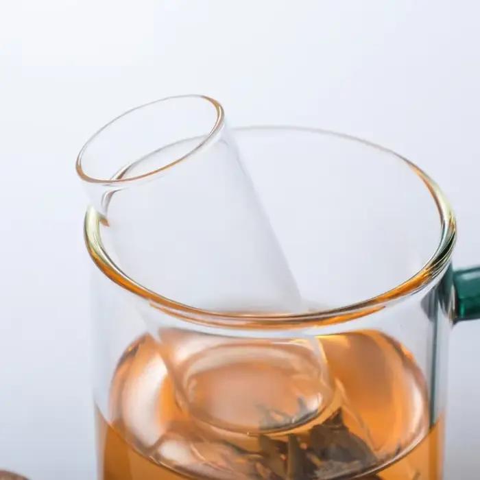 Infuseur à thé en verre résistant à la chaleur avec passoire pour tasses, conception de tuyau, bouchon en liège, idéal pour thé Puer et autres boissons chaudes et froides