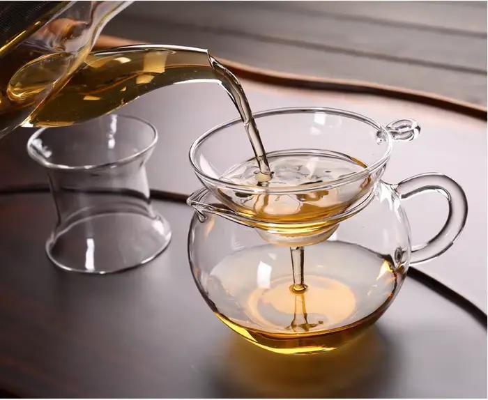 Passoire à thé en verre résistant à la chaleur avec poignée