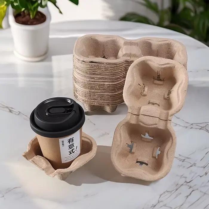 Porte-gobelets double en papier biodégradable et déchirable pour une utilisation multi-usages respectueux de l'environnement pour le café, thé, boissons froides et livraison à emporter occasions spéciales
