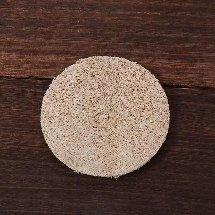 Tapis rond pour tasses à thé en fibre de loofah naturelle