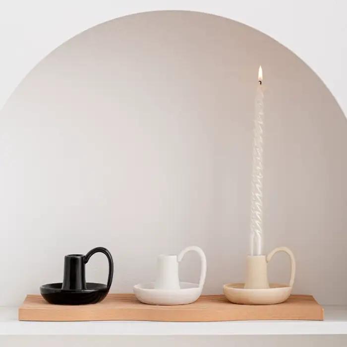 Porte-bougie en céramique forme tasse à thé élégant romantique pour salon cuisine chambre occasions spéciales