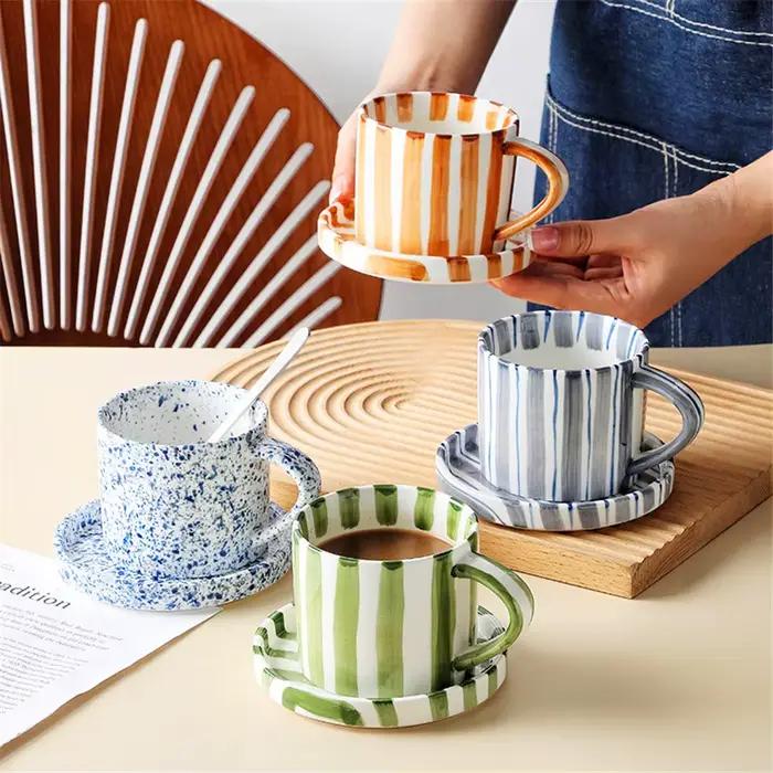 Tasse à café et thé de l'après-midi de 280ml en céramique porcelaine minimaliste pour usage quotidien et cadeaux d'occasions spéciales