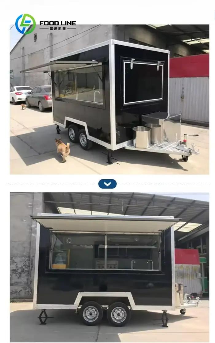 Chariot de vente de thé et de café mobile personnalisé pour les entreprises de nourriture de rue de poissons et de chips