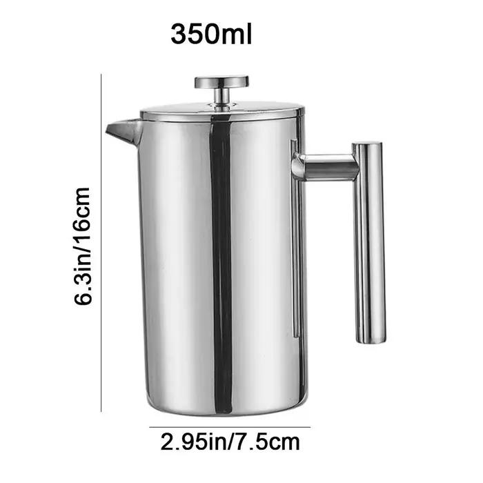Cafetière à piston française 350 ml en acier inoxydable à double paroi