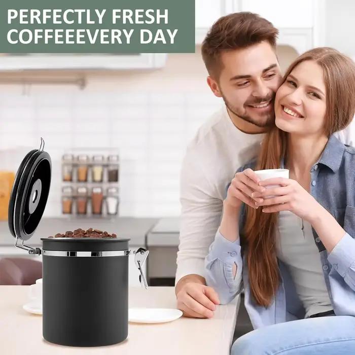 Le récipient à café conserve la fraîcheur avec cuillère et couvercle de suivi de date avec Valve de Co2