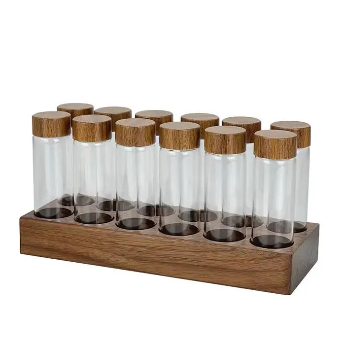 Conteneur en noyer pour grains de café avec entonnoir, coffeeware pour amateurs de café, kit de deux pièces pour rangement et conservation, idéal pour baristas et amateurs de café à la maison