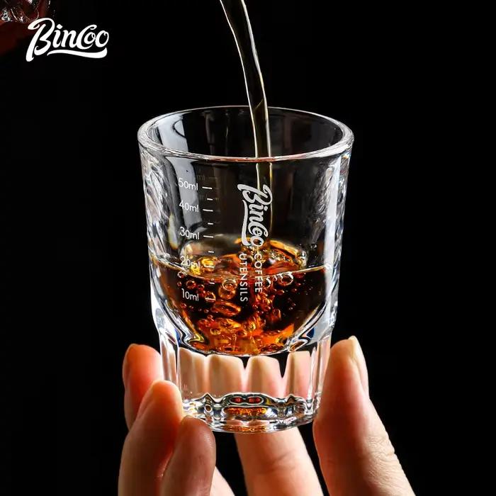 Tasse à café Bincoo en verre résistant à la chaleur avec échelle de mesure pour préparation d'espresso et de lait occasions quotidiennes et spéciales