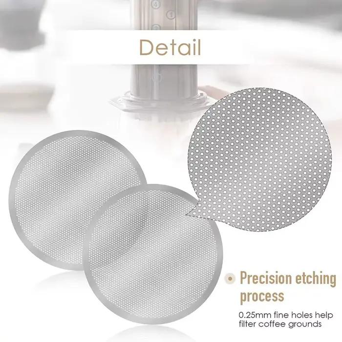 Filtres à café réutilisables en métal argenté pour café expresso et AeroPress, économiques et écologiques pour une tasse de café pure et savoureuse