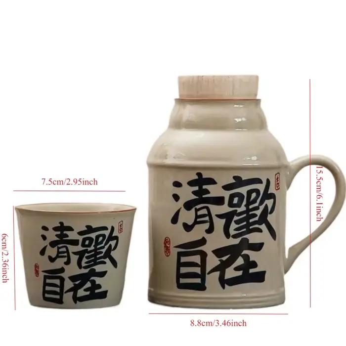 Thermos à thé en céramique portable avec couvercle en liège-théière isolée pour voyage bureau maison tasse à ragoût personnelle PremiumDrinkware cadeau