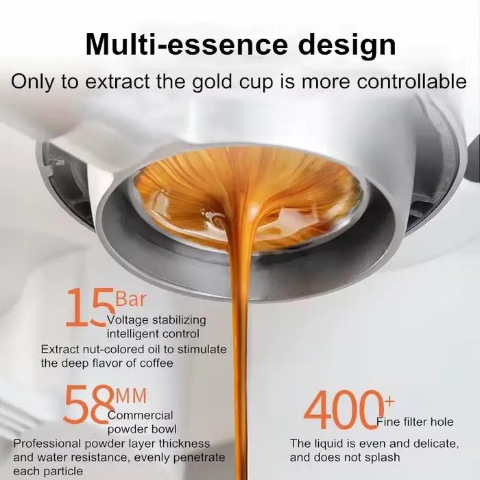 Machine à café 2 en 1 avec broyeur et mousseur à lait expresso 15 bars pour bureau café chaud glacé professionnel