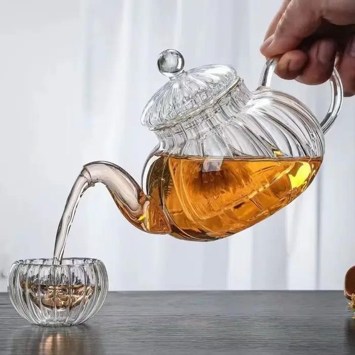 Théière fleur en forme de Aliments rayée