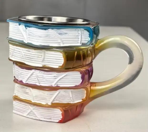Mug en verre en forme de livre 200 ml Tasse à café ou thé unique pour les amoureux des livres cadeau original sur le thème de la lecture vaisselle à double paroi et décoration de bureau
