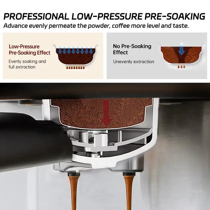 Machine à Café Expresso Cafelffe Acier Inoxydable Semi-Automatique pour Cappuccino Espresso Americano Occasions Spéciales