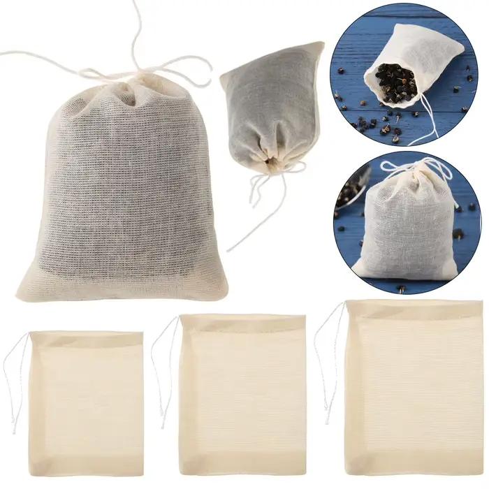 Sachets de Thé en Gaze de Coton avec Ficelle