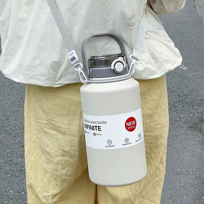 Bouteille isotherme en acier inoxydable grande capacité 800 ml/2000 ml avec poignée et paille