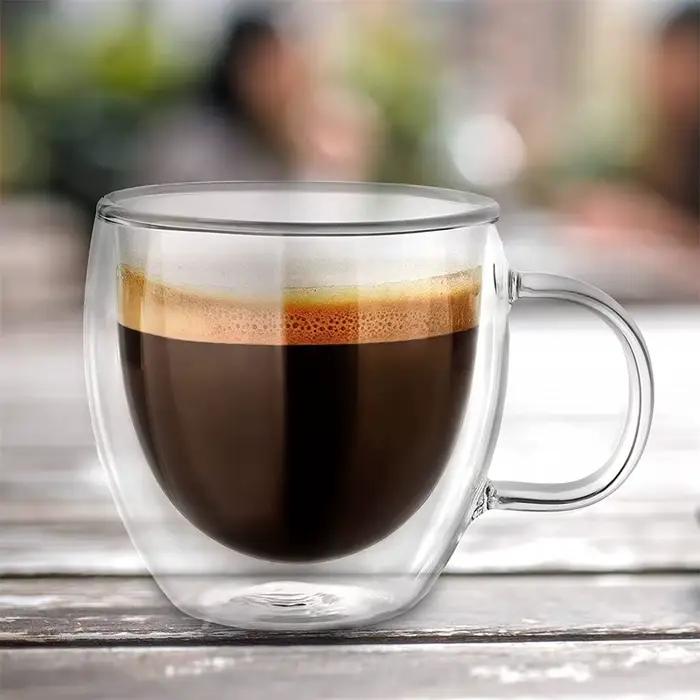 Tasses à café en verre Borosilicate à Double paroi de 250ml