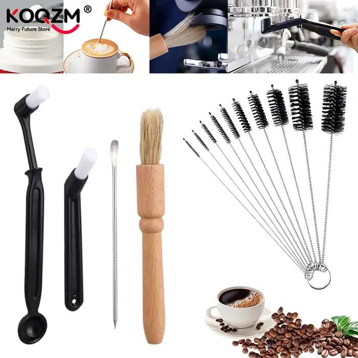Ensemble de brosses de nettoyage pour machine à café en bois et acier inoxydable pour nettoyer et préserver la qualité du café occasions spéciales