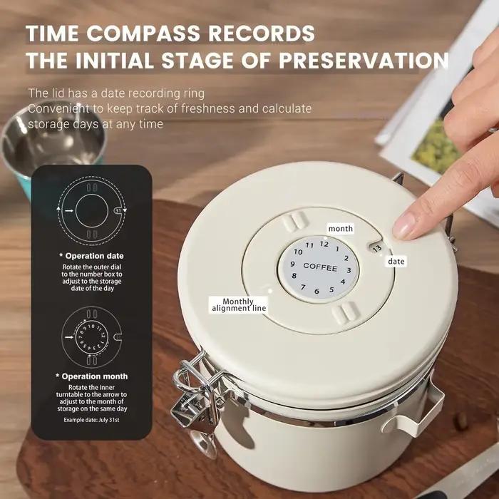Le récipient à café conserve la fraîcheur avec cuillère et couvercle de suivi de date avec Valve de Co2