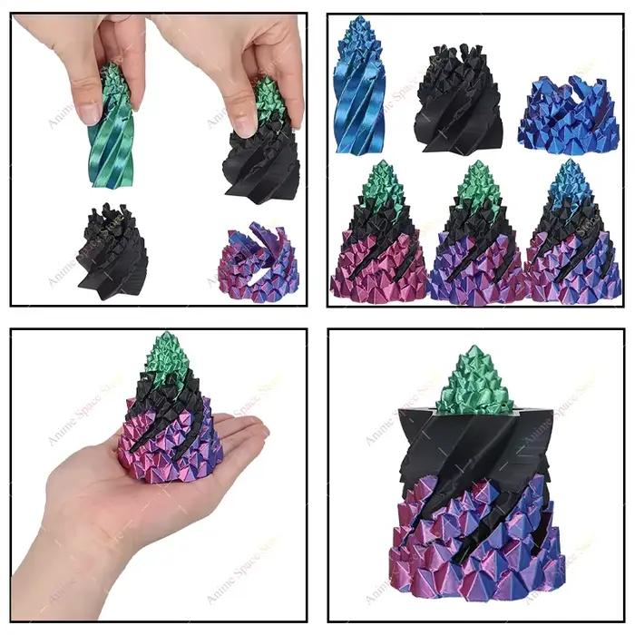 Cône en spirale à trois couches en plastique ornements imprimés en 3D pour la décoration et le fidgeting occasions spéciales cadeau unique