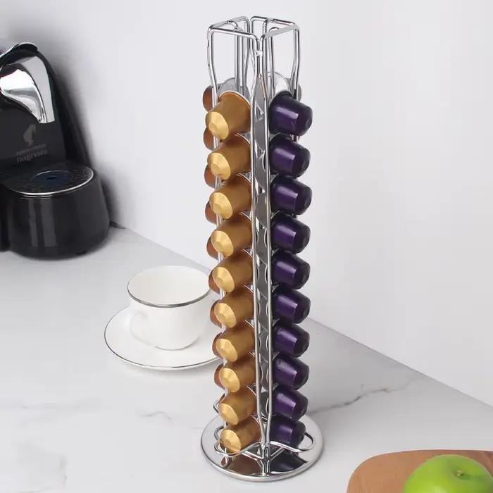 Support rotatif T1 pour capsules de café étagère de rangement pour 40 dosettes or et autres couleurs pour cuisine ou bar occasions spéciales