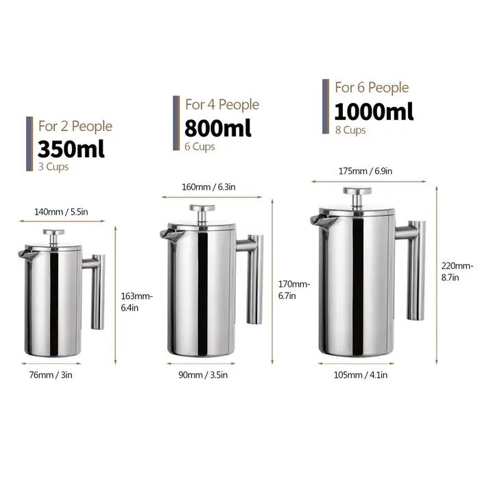 Cafetière à pression française en acier inoxydable