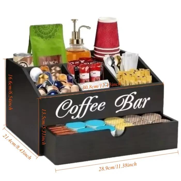 Boîte de rangement à café en bois