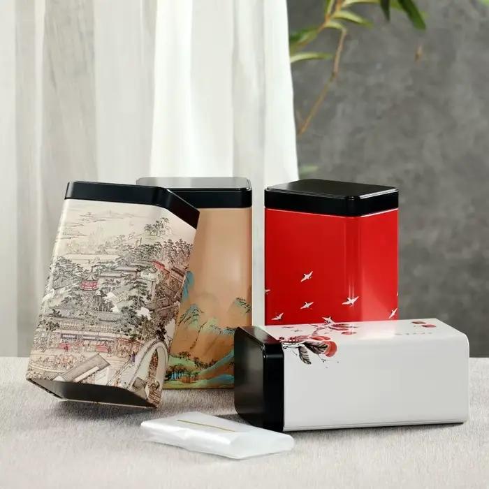 Boîte à thé carrée en métal