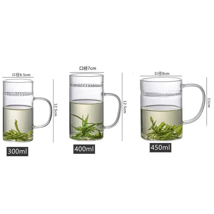 Tasse à thé vert en verre résistant à la chaleur avec filtre en croissant pour amis et occasions spéciales