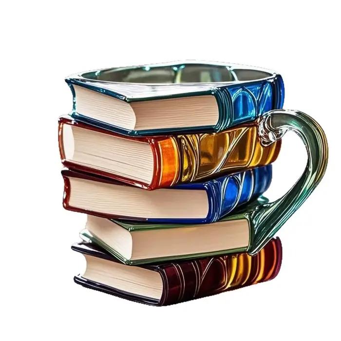 Mug en verre en forme de livre 200 ml Tasse à café ou thé unique pour les amoureux des livres cadeau original sur le thème de la lecture vaisselle à double paroi et décoration de bureau