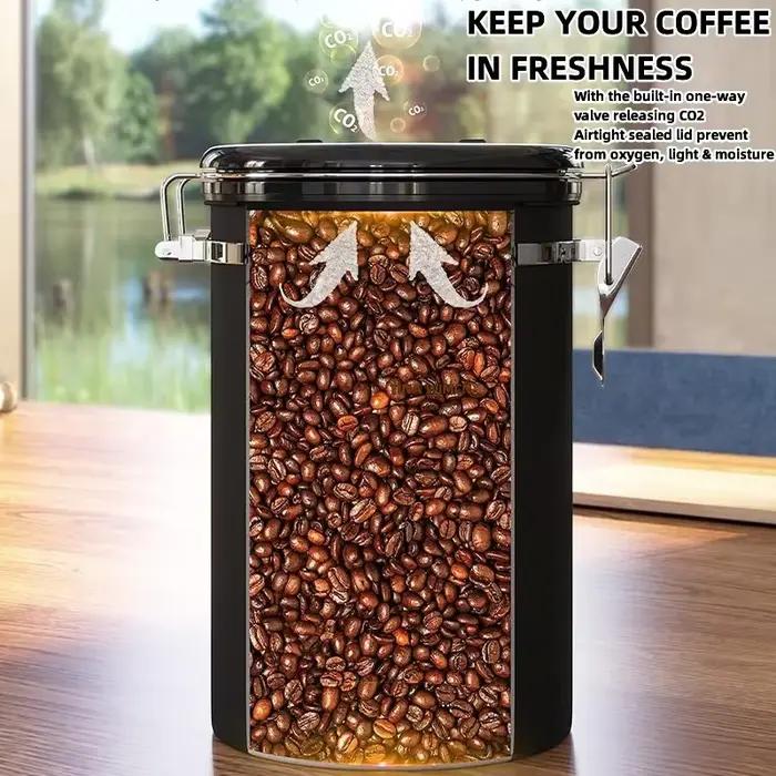 Le récipient à café conserve la fraîcheur avec cuillère et couvercle de suivi de date avec Valve de Co2