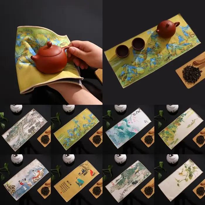 Serviette à thé épaisse peinte chinoise