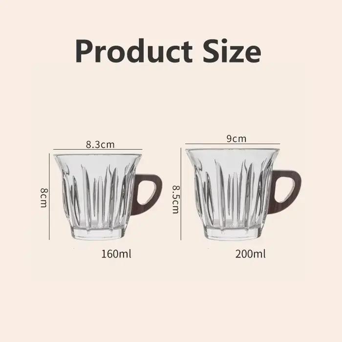 Ensemble de tasses à café en verre avec soucoupes et tasses dédiées pour café, thé, lait et latte pour usage domestique et professionnels