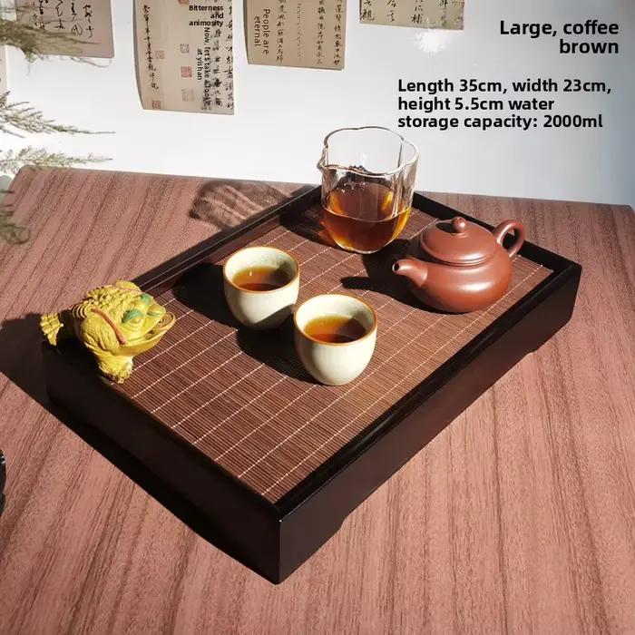 Plateau à thé rectangulaire en bambou pour maison et bureau, design minimaliste, capacité 1300 ml, nouvelle tradition chinoise, idéal pour réunions et détente