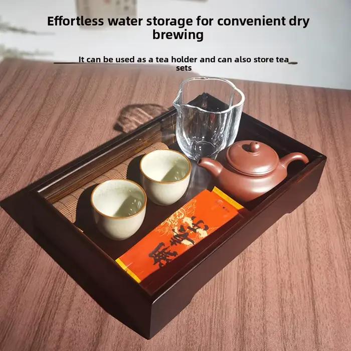 Plateau à thé rectangulaire en bambou pour maison et bureau, design minimaliste, capacité 1300 ml, nouvelle tradition chinoise, idéal pour réunions et détente