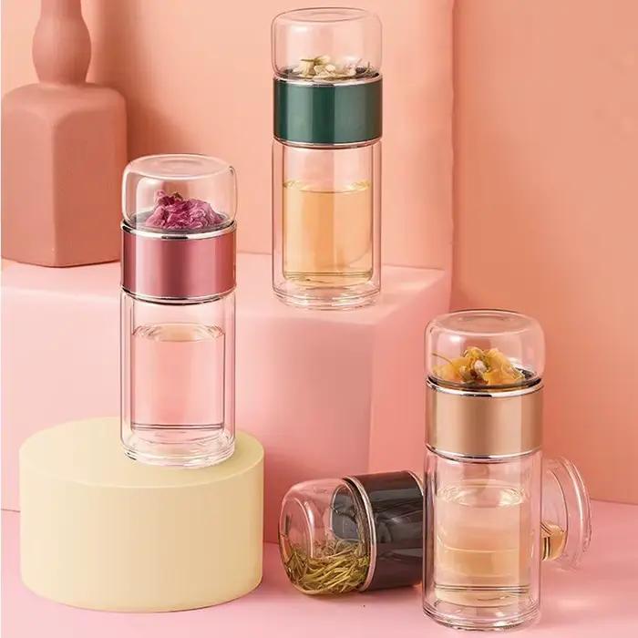 Bouteille d'eau de thé en verre à haute teneur en boro silicaté avec infuseur pour adultes occasions quotidiennes et randonnees