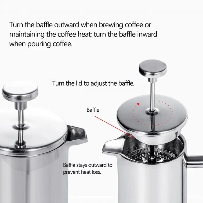 Cafetière à pression française en acier inoxydable