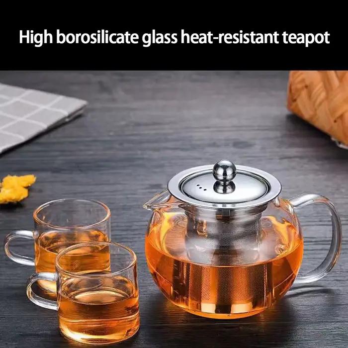 Théière en verre borosilicate avec infuseur amovible pour préparation de thé en vrac et autres infusions à offrir pour occasions spéciales