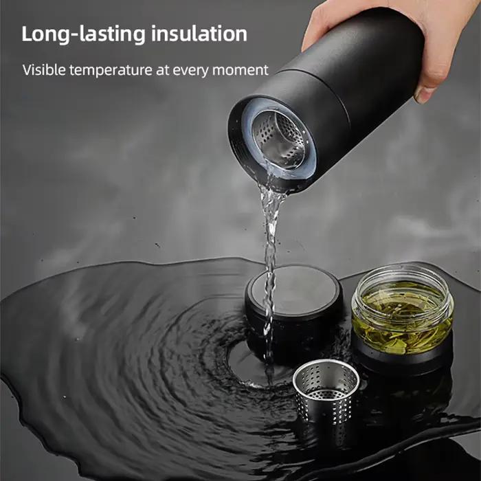 Infuseur à thé de 500ml acier inoxydable avec compartiment à thé indépendant pour hommes voyageurs et professionnels