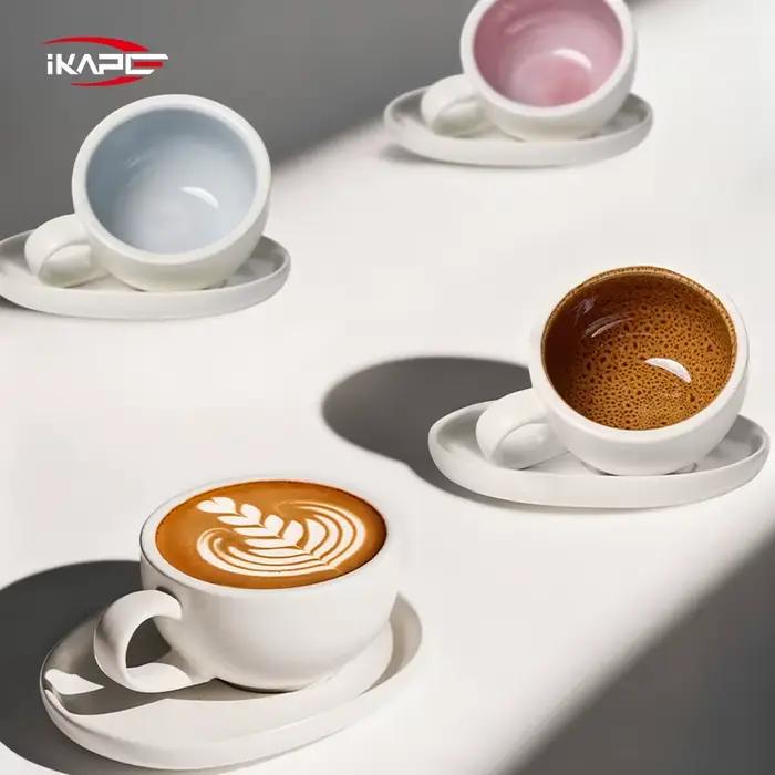 Tasse à latte en céramique IKAPE avec soucoupe