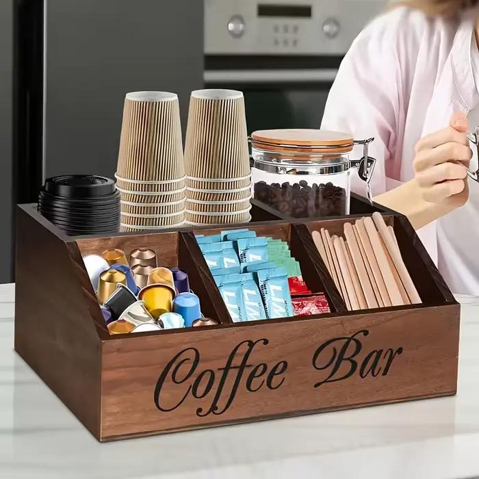 Boîte de rangement à café en bois