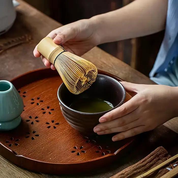 Fouet à thé Matcha japonais (Chasen), cuillère à thé (Chashaku), thé Matcha