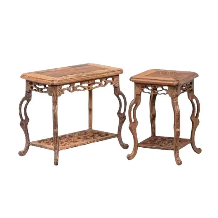 Théière en bois sur pied à 2 étages