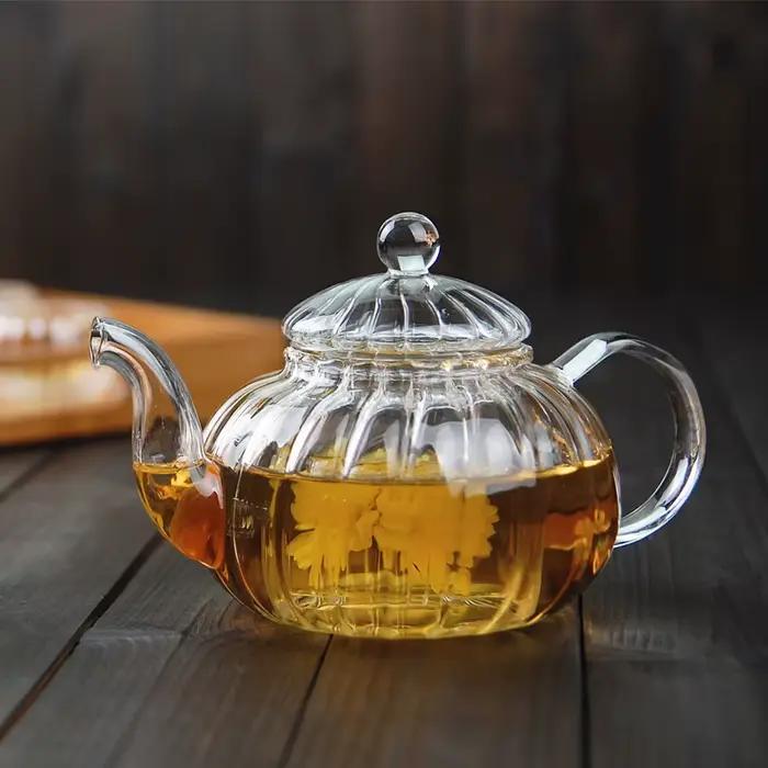 Théière fleur en forme de Aliments rayée